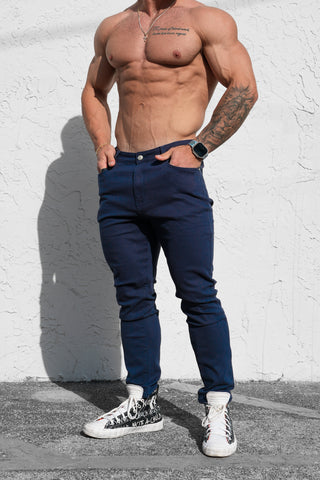 Men's Fitted Stretchy Pants - Navy