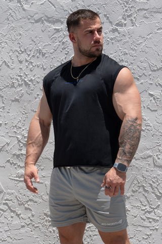 Raglan Sleeveless Muscle Tank - All Black