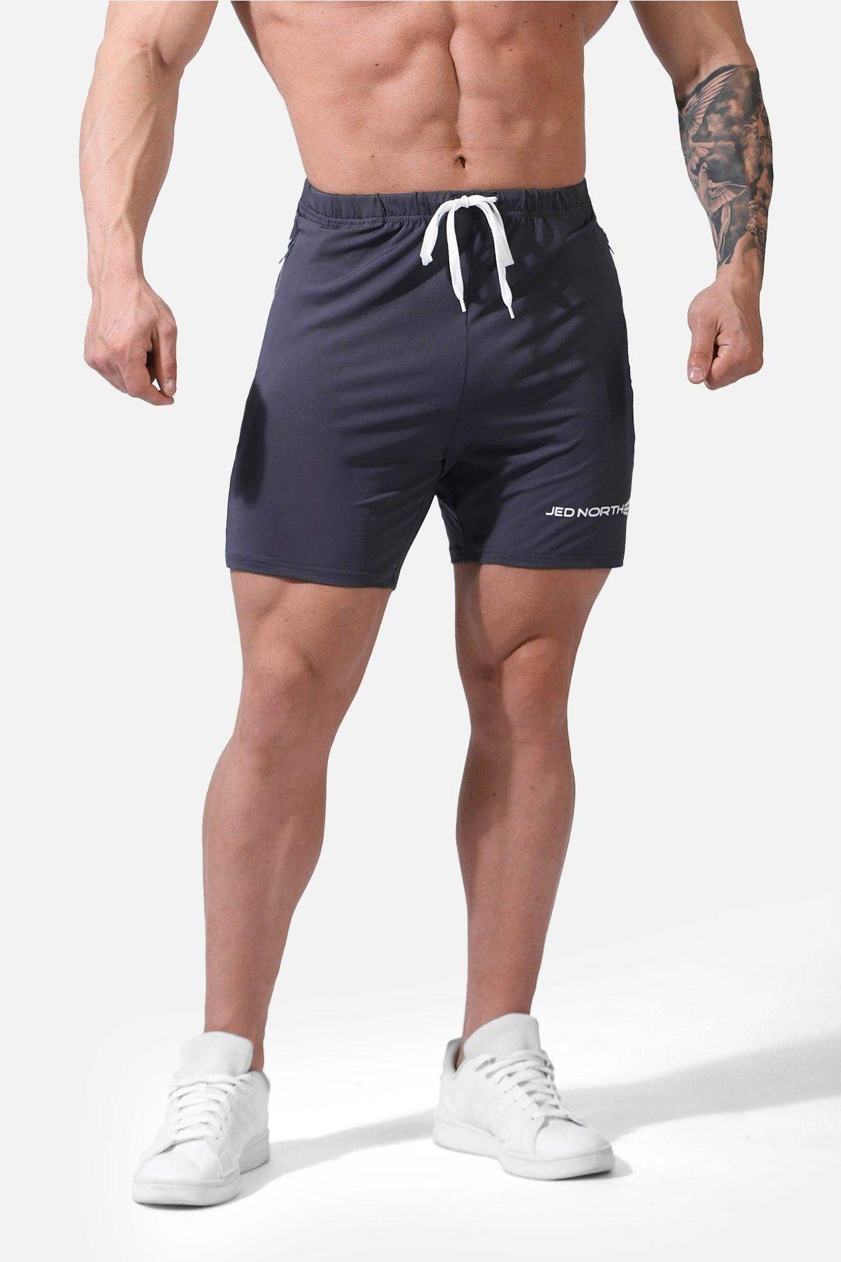 Agile Plus 5.5'' Bodybuilding Shorts w Zipper Pockets - Gray - Jed North Canada