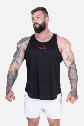 Fast-Dry Bodybuilding Workout Stringer - Black Canada Logo