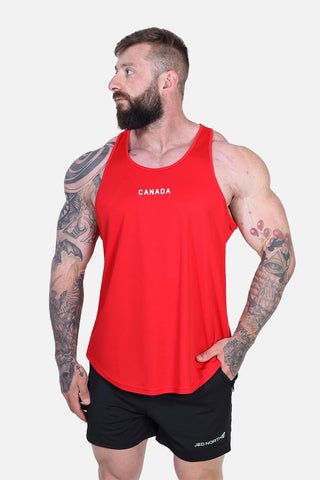 Fast-Dry Bodybuilding Workout Stringer - Red Canada Logo