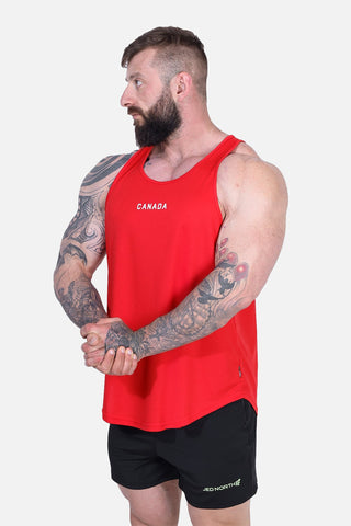 Fast-Dry Bodybuilding Workout Stringer - Red Canada Logo
