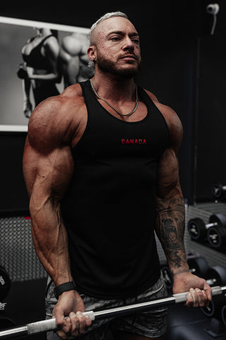 Fast-Dry Bodybuilding Workout Stringer - Black Canada Logo